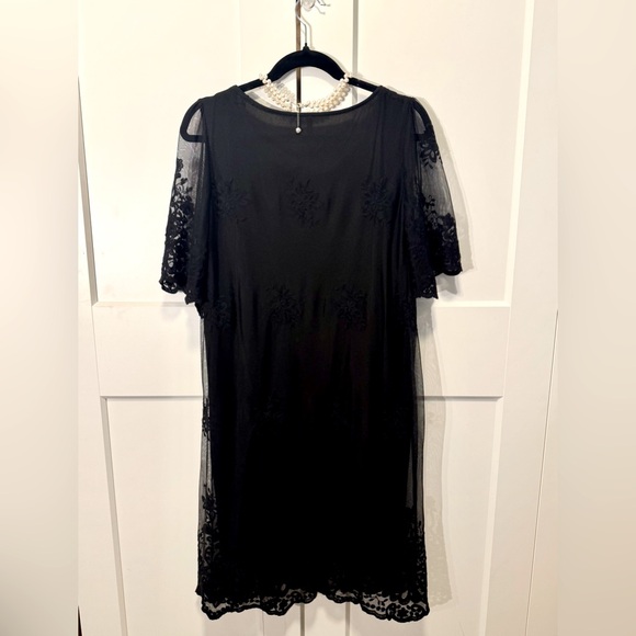 Black dress with lace overlay. Knee length, cocktail dress, size L, Nordstrom - Picture 2 of 3